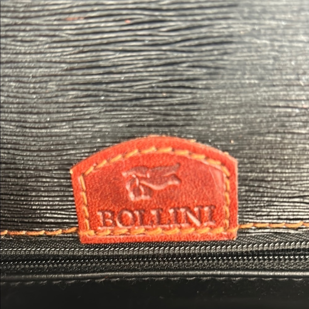 Bollini Genuine Italian Leather Black and Brown Crossbody Bag Classic Structured - Picture 11 of 16